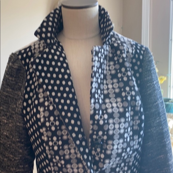 Mirror Image women’s XL black and white block print button front jacket - Picture 2 of 8